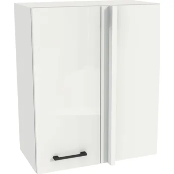 Kuchyňská skříňka Rohová horní kuchyňská skříňka 65/72 CAPRI, bílá čela, bílý akryl, vysoký lesk