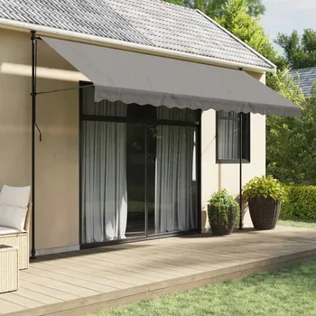 Markýza vidaXL Zatahovací markýza 400 x 150 cm textil a ocel [368742] Barva: antracitová