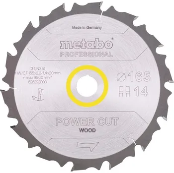 Pilový kotouč Pilový kotouč „power cut wood – professional“, 165x2,0/1,2x20 Z14 FZ/FA 10° [628292000]