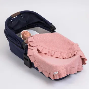 Dětská deka Tulimese Mušelínová deka s volánem korálová s puntíky