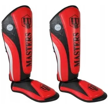 Chránič holeně pro bojový sport Chrániče holení a nártů Masters Fight Equipment NS-PU-FT (SCHVÁLENO WAKO) červené vel. XS