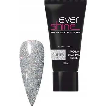 Lak na nehty Poli Gel stříbrný se třpytkami Akrylożel Acrylgel stavební gel 30 ml EverShine