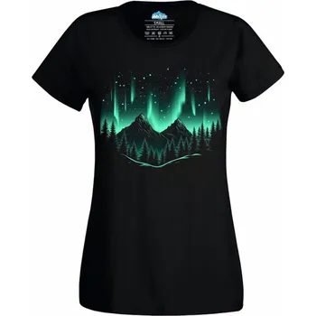 Dámské tričko Dámské tričko Polární záře Northern Lights (Velikost: 4XL, Barva: Černá)