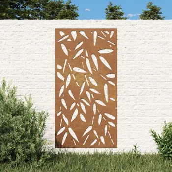 Zahradní dekorace Zahradní nástěnná dekorace 105 x 55 cm corten Bambusový list Hnědá824483