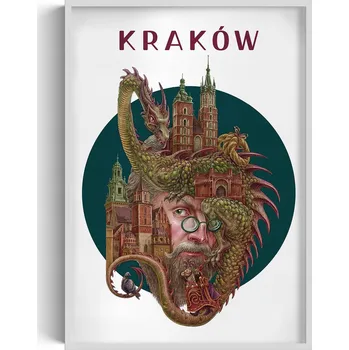 Obraz Elegantní obraz do obýváku Krakov Mariánský kostel Drak Wawelski 70x100 cm