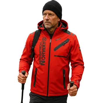 Pánská softshellová bunda Geographical Norway pánská softshellová bunda s kapucí HORSKÁ TREKINGOVÁ OUTDOOROVÁ XL M L velikost S