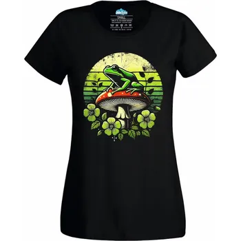 Dámské tričko Žába na Muchomůrce Frog Mushroom (Velikost: 4XL, Barva: Černá)