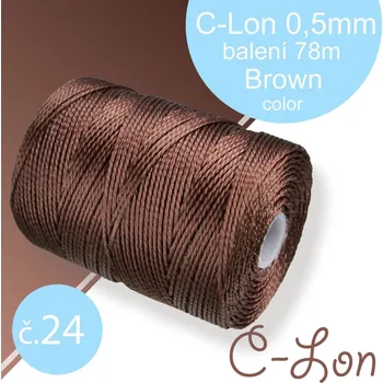 Nit Nylonová nit C-Lon pevná korálková nit. Barva 24 Brown. Síla nitě 0,5mm. Balení 78m na cívce.