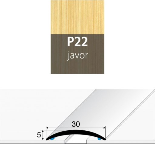 Přechodová lišta 30 mm oblá samolepící P22 javor