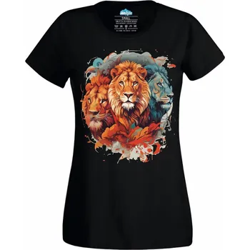 Dámské tričko Tři Tváře Lva (Velikost: 4XL, Barva: Černá)