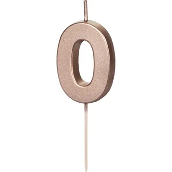 Dortová svíčka Svíčka na dort růžovo-zlatá "číslo 0", 4,5 cm
