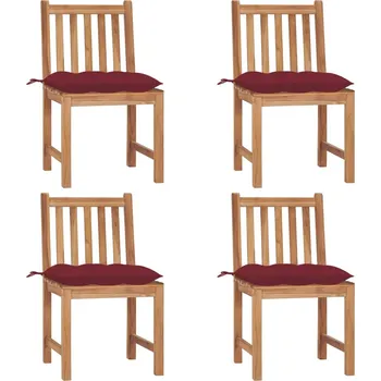 Zahradní židle s poduškami 4 ks masivní teak Červená3073112