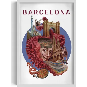 Obraz Závěsný obraz rámeček Barcelona Sagrada Familia Arc de Triomf Paella 40x60 cm