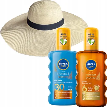Přípravek na opalování NIVEA SUN Protect & Bronze Balzám ve spreji + Karotenový olej + Klobouk