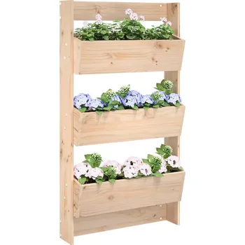 Truhlík Nástěnný truhlík 3patrový 60 x 18,5 x 110 cm masivní borovice Hnědá825114