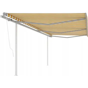 Markýza Automaticky rolovací markýza se sloupky, 6 x 3,5 m, žluto-bílá