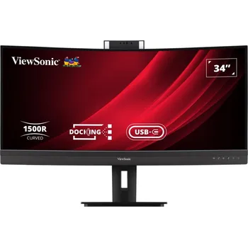 Monitor ViewSonic VG3457CV 34" LED monitor, prohnutý, 34", VA, 3440×1440, 21:9, 100Hz, 5ms, 350cd/m2, DisplayPort, 2× HDMI, 4× USB, USB-C, LAN, webkamera, repro, černý, energ. tř. F VG3457CV