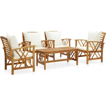 Zahradní sestava Zahradní nábytek z masivu VidaXL, bílý, 5 dílů