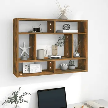 police Nástěnná police kouřový dub 75 x 16 x 55 cm kompozitní dřevo Hnědá815843