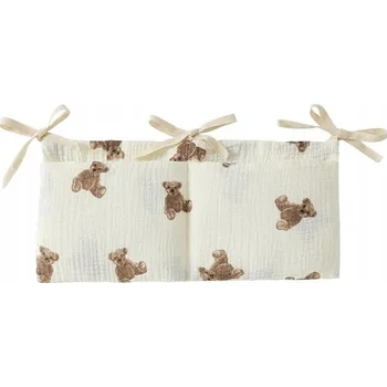 ORGANIZÉR NA POSTÝLKU Z LÁTKY BÍLÝ S MEDVÍDKY - PŘÍBORNÍK K POSTÝLCE