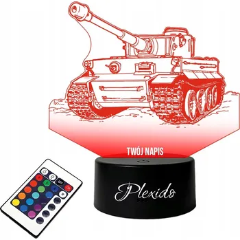 Lampička LAMPičKA NA SKLE Militaria Tank 3D LED RGB Tank Tiger + DÁLKOVÝ OVLADAČ 16 BAREV
