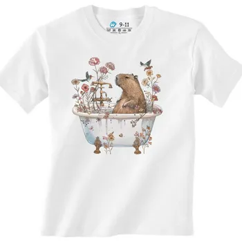 Chlapecké tričko Dětské tričko Kapybara ve Vaně Capybara Bathtub (Velikost: 3-4, Barva: Bílá)
