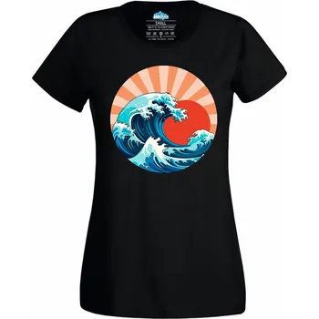 Dámské tričko Dámské tričko Západ Slunce nad Kanagawou (Velikost: 3XL, Barva: Černá)