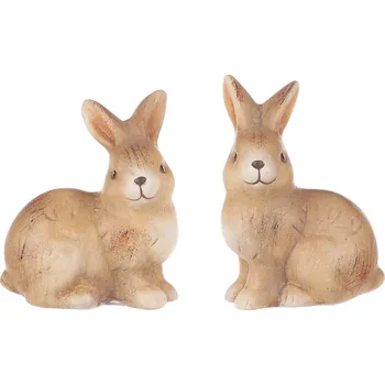 Velikonoční dekorace Zajíc - keramická figurka, béžovo-hnědý, mix 2 druhů, cena za 1 ks