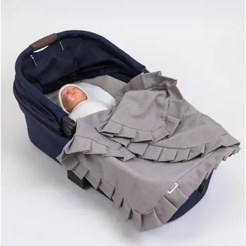 Dětská deka Tulimese Lněná deka s volánem lišejníková