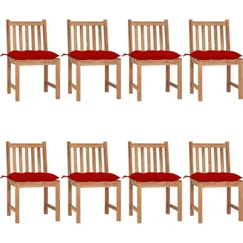 Zahradní židle s poduškami 8 ks masivní teak Červená3073163