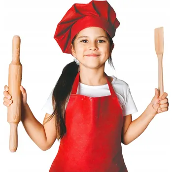 Kuchyňská zástěra SADA MALÉHO KUCHAŘE ZÁSTĚRA + ČEPICE - červená