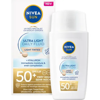 Přípravek na opalování Nivea Sun Ultra Light Daily Fluid Tinted Light SPF50+ 40 ml