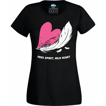 Dámské tričko Svobodný Duch, Divoké Srdce Free Spirit, Wild Heart (Velikost: 4XL, Barva: Černá)