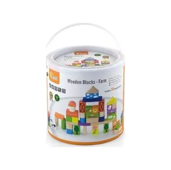 ostatní stavebnice Viga Dřevěná stavebnice 50 kostek - farma