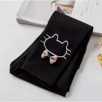 Chlapecké kalhoty Dívčí legíny s obrázkem kočičky a mašličkou (vel. od 2 do 7 let) Barva: Černá, Velikost: 2 roky