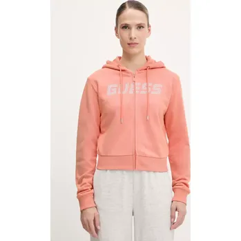 Dámská mikina Bavlněná mikina Guess PRIMULA dámská, oranžová barva, s kapucí, s aplikací, V5GQ10 KCRP0 V5GQ10.KCRP0 32X, vel. XS