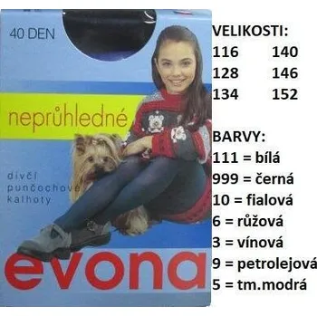ARIADNE Dívčí neprůhledné punčochové kalhoty EVONA TERKA Velikost: 152 ČERNÁ (999)