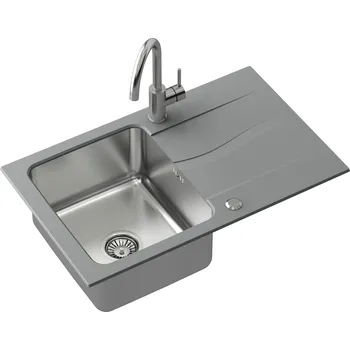 Granitový dřez Quadron Michael granitový a ocelový dřez 78x48 cm šedá/grafitová/onyx FUS_M7848SZ_3623500BS