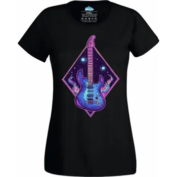 Dámské tričko Kosmická Kytara Cosmic Guitar (Velikost: 4XL, Barva: Černá)