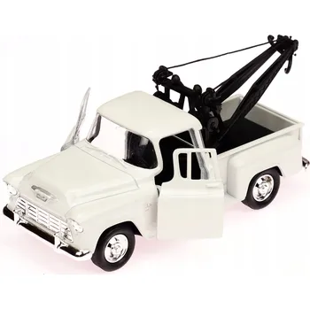 autíčko WELLY OLD TIMER 1955 CHEVY STEPSIDE ODTAHOVÝ VŮZ BÍLÝ 1:34 NOVÝ KOVOVÝ MODEL