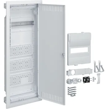 Rozvaděč Hybridní rozváděč pro zapuštěnou montáž, 1 x12 modulů, 3x montážní deska, 1x zásuvka 230V, HAGER Volta Hybrid VU601PLH