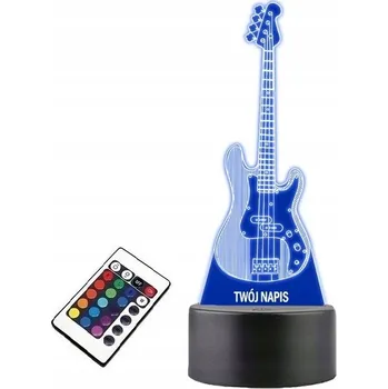 Lampička LAMPKA na SKLE Statuetka Kytara Basa 3D LED RGB + DÁLKOVÝ OVLADAČ 16 BAREV