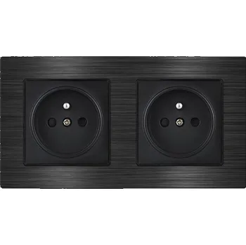 Elektrická zásuvka UNIC Elektrická zásuvka 2*230V v rámečku 153mm slitina hliníku černá