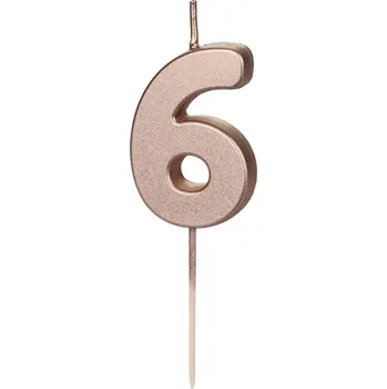 Dortová svíčka Svíčka na dort růžovo-zlatá "číslo 6", 4,5 cm