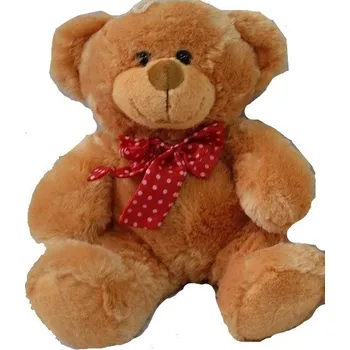 plyšák SUN-DAY Plyšová Hračka Plyšový medvídek s mašlí 26 cm SEDÍCÍ Světle hnědá-3