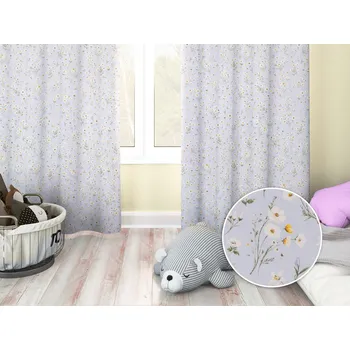 ubrus Dětský bavlněný závěs Sandra SA-617 Kopretinky na světle modrém 150x180 cm