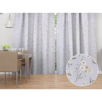 ubrus Bavlněný závěs Sandra SA-617 Kopretinky na světle modrém 150x140 cm