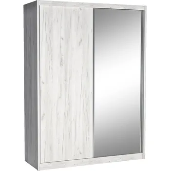 Šatní skříň Šatní skříň MACI II | 180 cm | se zrcadlem | kraft bílý