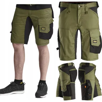 Krátké kraťasy Snickers AllroundWork 6143 Stretch, velikost 60, khaki zelená