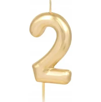 Dortová svíčka Svíčka na dort 2. narozeniny číslice zlatá dvouletá 6 cm narozeninová číslice x1